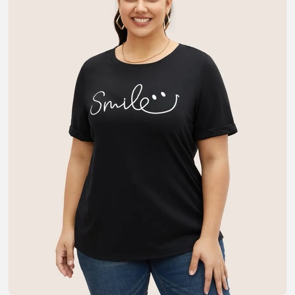 BloomChic Plus Size 3XL Letter Print Round Neck T-shirt us22-24 - Picture 1 of 6